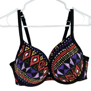 Cacique Plunging Padded Aztec Print Colorful Bra 42C DG11071527